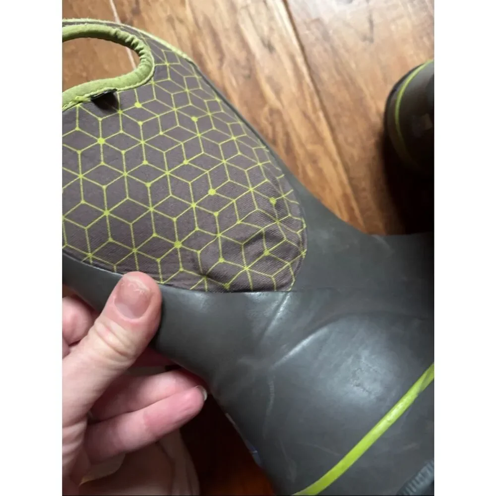 Bogs Gray Rain Boots with Lime Trim
